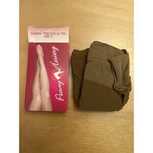 B-2-1 Hooters Girl Uniform Peavey Toeless Ultra Pantyhose Suntan Size C